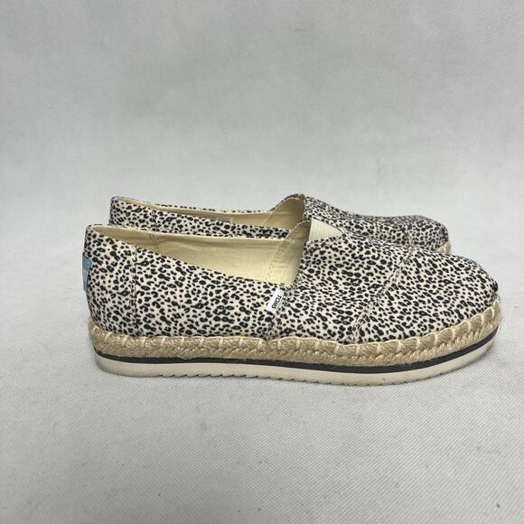 Toms Alpargata Platform Rope Natural Leopard Cheetah Print Shoes Womens Size 6 - Picture 5 of 8